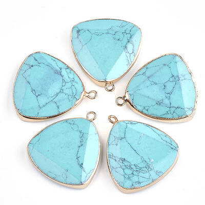 Electroplate Synthetic Turquoise Pendants