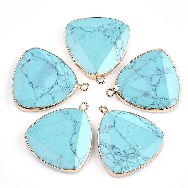 Electroplate Synthetic Turquoise Pendants