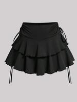 【Plus Size】 Solid Ruffle Trim Skirt, Casual Fashion Short Skirt for Daily Outdoor Wear, Women Plus Clothing for Spring Fa...
