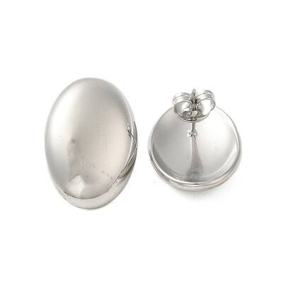 304 Stainless Steel Oval Stud Earrings for Women