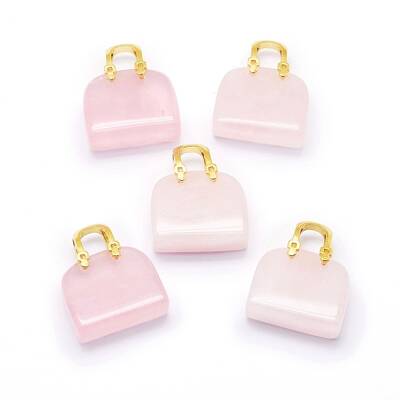 Natural Rose Quartz Brass Pendants