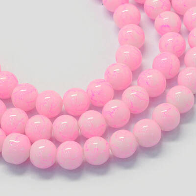 Baking Painted Glass Round Bead Strands