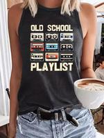 Women's Cassette Tape & Letter Print Tank Top, Vintage Casual Sleeveless Top for Daily Wear, Ladies Clothes for All Seasons, ...