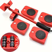 5-Piece Furniture Mover System - Heavy-Duty Lifting Kit with Smooth-Gliding Slider Pads and Effortless Roller Move Tool for E...