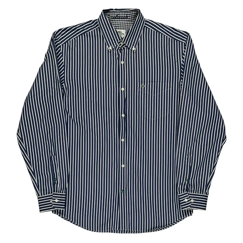 Lacoste Striped Shirt - Medium Black Cotton