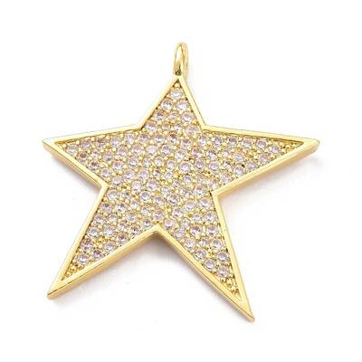 Brass Micro Pave Clear Cubic Zirconia Pendants