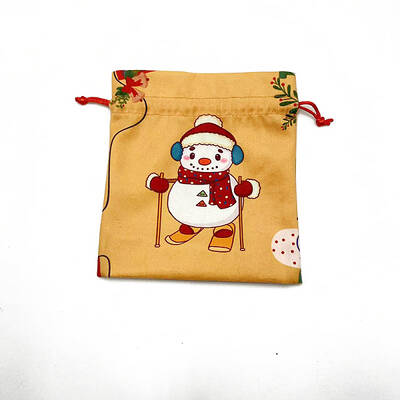 Christmas Printed Cloth Drawstring Bags