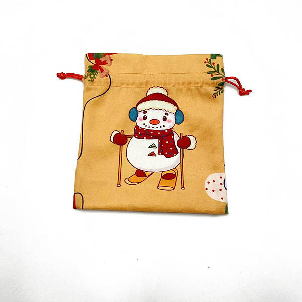 Christmas Printed Cloth Drawstring Bags