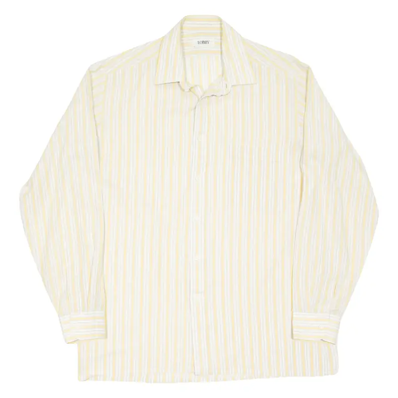 LOBBY Mens Shirt Yellow Striped Long Sleeve L