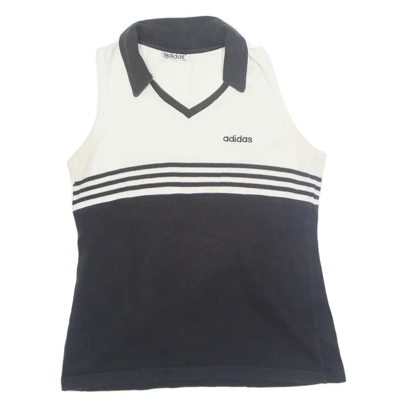 ADIDAS F40 Womens Vest Cream Sleeveless 90s Collared M