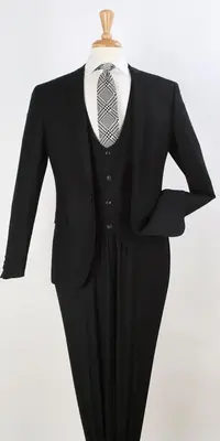 Royal Diamond Slim Fit 3 Piece Fashion Suit Low Cut Vest for Men