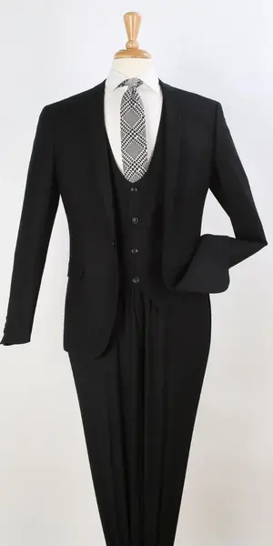 Royal Diamond Slim Fit 3 Piece Fashion Suit Low Cut Vest for Men