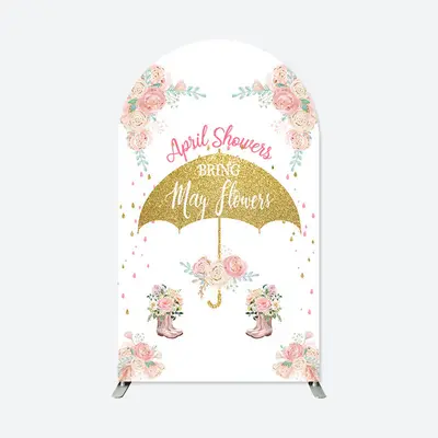 Aperturee April Showers May Flowers Baby Shower Arch Backdrop | Custom Chiara Arched Covers | Diy Arch Backdrop Cover | Diy R...