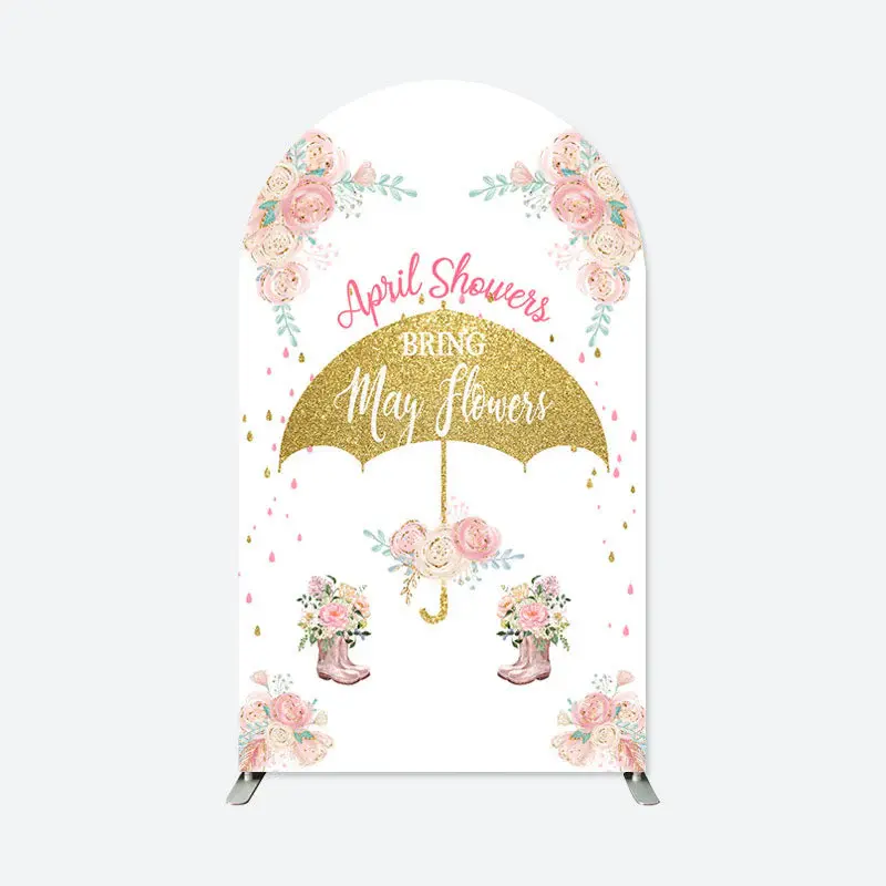 Aperturee April Showers May Flowers Baby Shower Arch Backdrop | Custom Chiara Arched Covers | Diy Arch Backdrop Cover | Diy R...