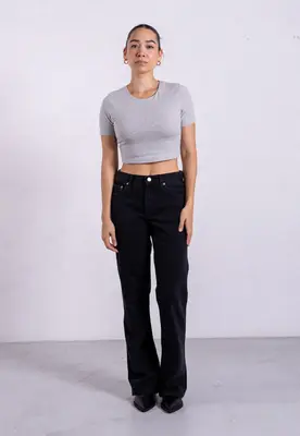 Organic Cotton Crew Cropped T-Shirt, Light Grey Marl | Size: XXXL