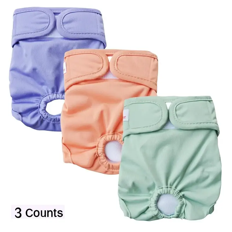 Dog's Diaper Pants, 3 Counts/set Reusable Female Diaper, Washable Dog's Nappy Wrap, Puppy Dog Period Menstrual Diaper