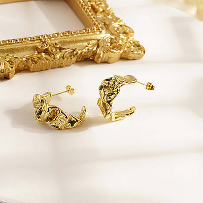 Stainless Steel Twist Stud Earrings