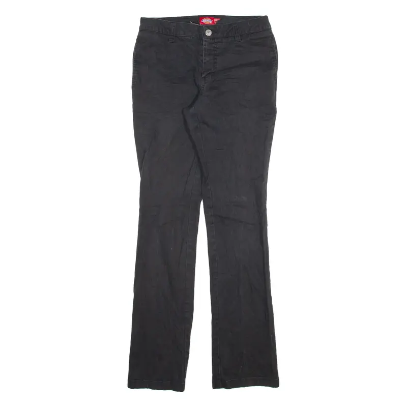 DICKIES Womens Trousers Black Slim Straight W25 L31