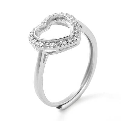 Heart Adjustable 925 Sterling Silver Ring Components