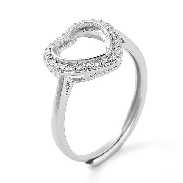 Heart Adjustable 925 Sterling Silver Ring Components