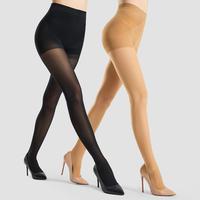 WiliW 2 Pairs 10D Ultra Sheer Tights for Women, Plus Size Tights for Women Rip Resistant Belly Control Top Tights with Reinfo...