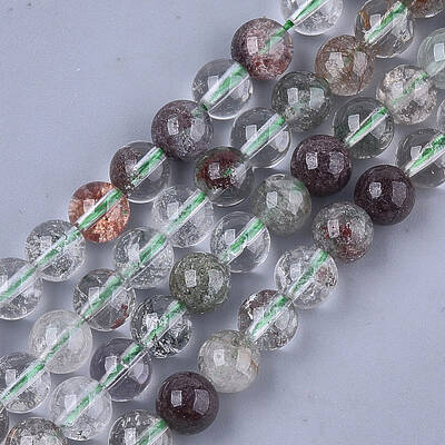 Natural Green Lodolite Quartz/Garden Quartz Beads Strands