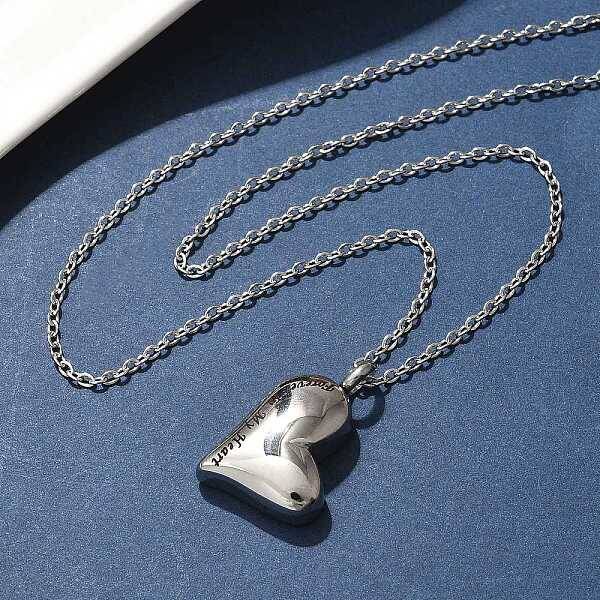 304 Stainless Steel Forever in My Heart Keepsake Ashes Memorial Pendant Necklaces