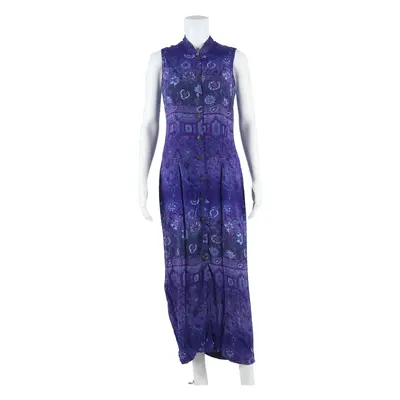 POSITIVE ATTITUDE Womens Shift Dress Blue Floral Sleeveless Long S
