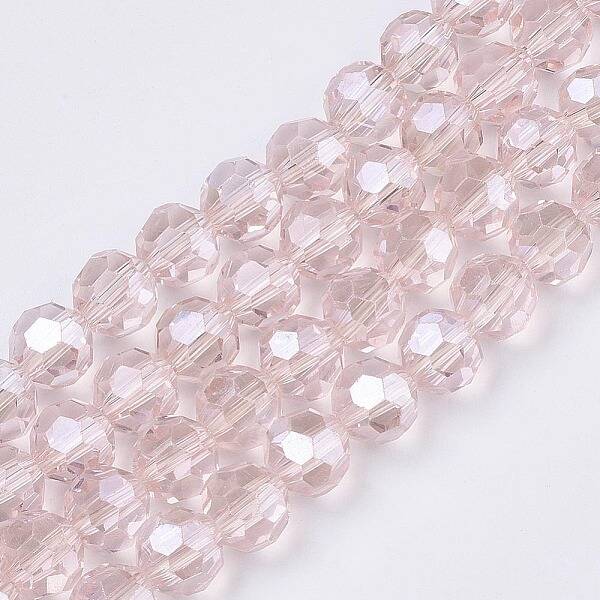 Faceted(32 Facets) Electroplate Glass Bead Strands