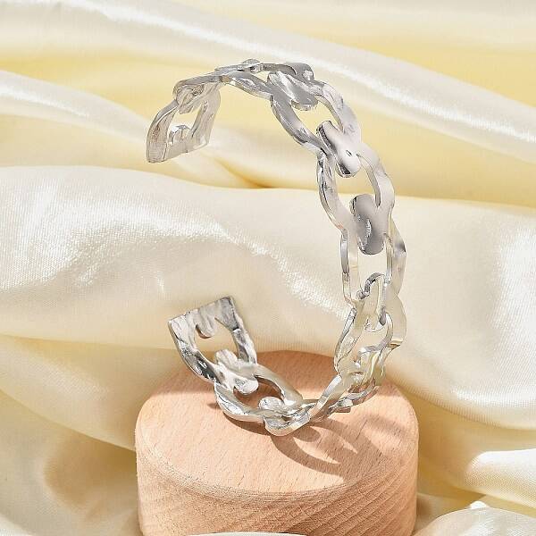 304 Stainless Steel Hollow Cuff Bangles for Women