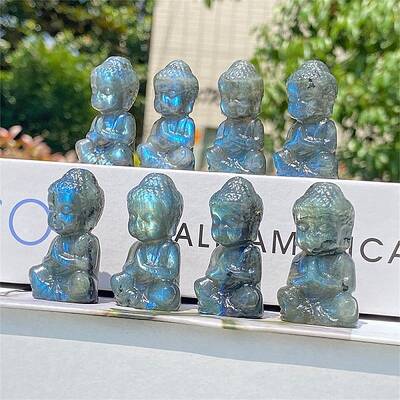 Natural Labradorite Carved Healing Buddha Figurines
