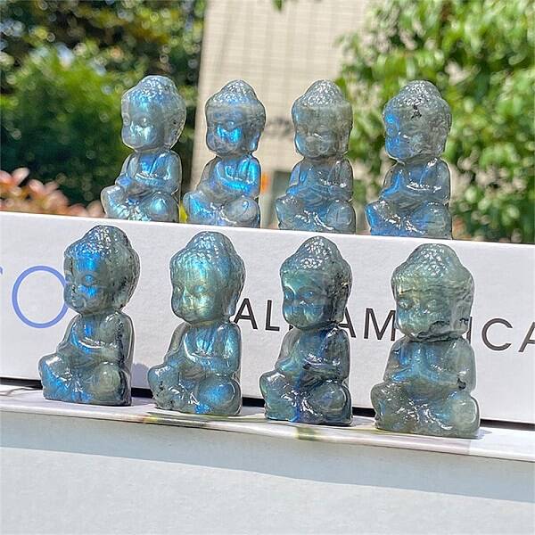 Natural Labradorite Carved Healing Buddha Figurines