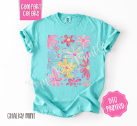 Summer Boho Floral Comfort Colors Shirt, Cute Flower Tshirt, Women's Tee, Gift for Her
