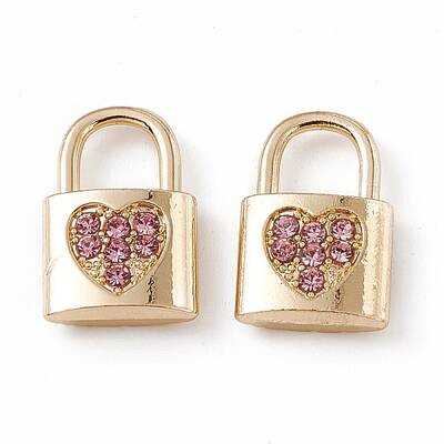Alloy Light Rose Rhinestone Pendants