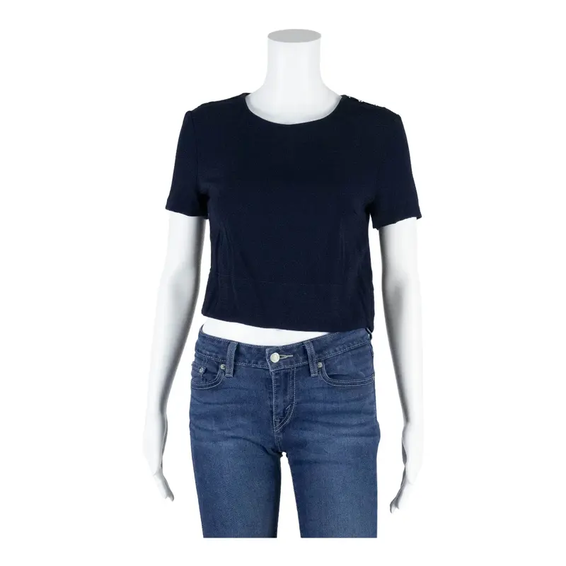 TED BAKER Cropped Top Blue Short Sleeve Womens XS