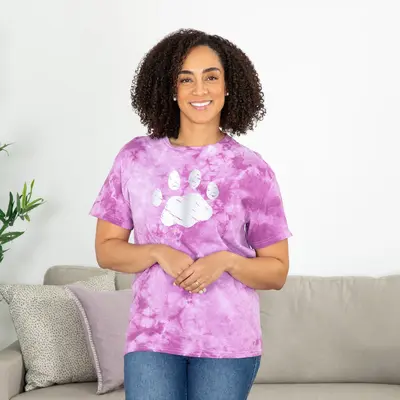 Paw Print Boysenberry Tie-Dye T-Shirt - Collegiate Paw - L