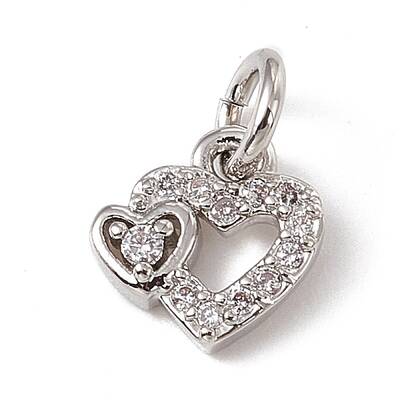 Brass Micro Pave Clear Cubic Zirconia Charms