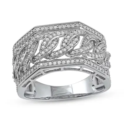 10K White Gold 0.5 CT. T.W Round Lab Created Diamond Wedding Ring for Men D Color VVS1-VS1 Clarity 3EX IGI Certified