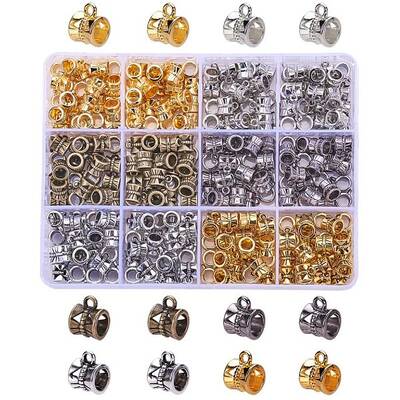 300Pcs 6 Colors Connectors Bails Beads for Jewelry Making Tube Spacer Bead Hanger Fit European Charms Bracelet Pendants