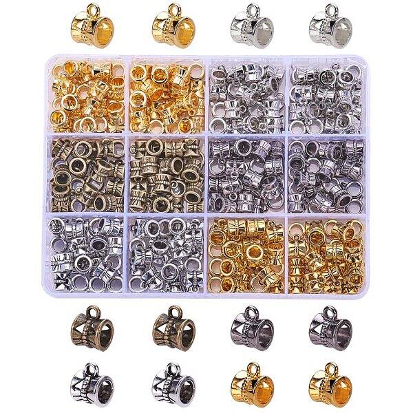 300Pcs 6 Colors Connectors Bails Beads for Jewelry Making Tube Spacer Bead Hanger Fit European Charms Bracelet Pendants