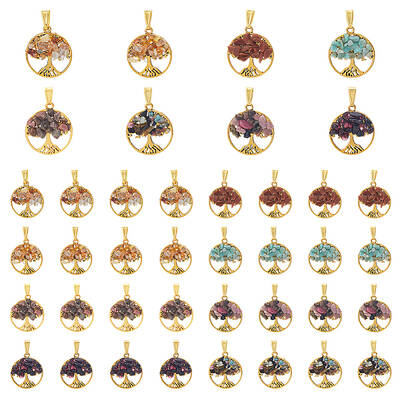 32Pcs 8 Colors Tibetan Style Alloy Pendants