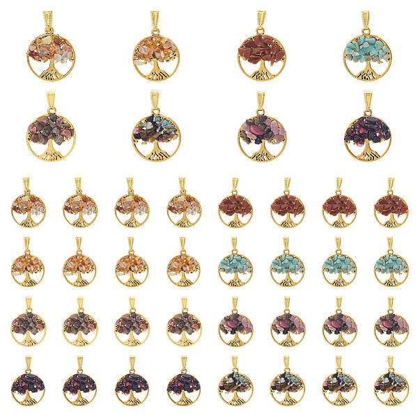 32Pcs 8 Colors Tibetan Style Alloy Pendants