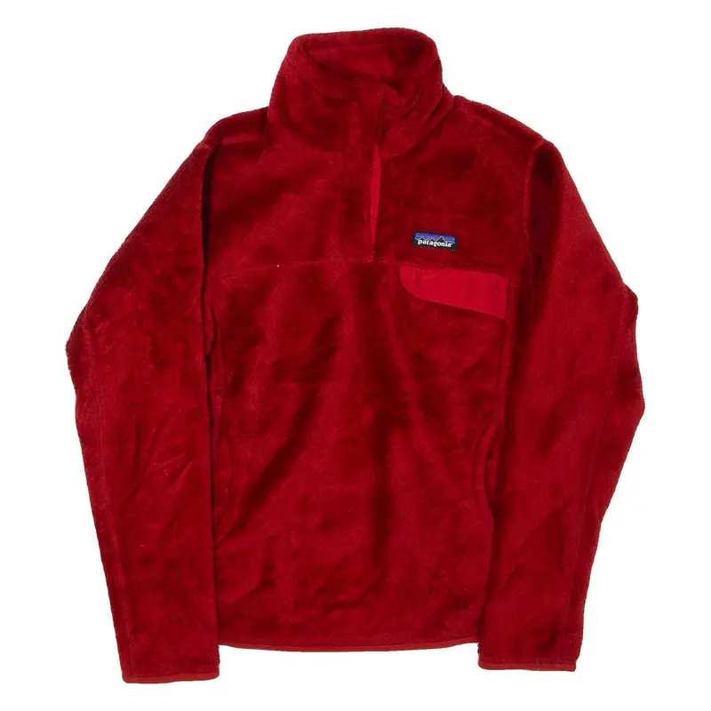 PATAGONIA Womens Fleece Red Button Neck M