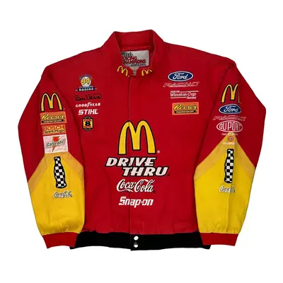 Bill Elliot Racing Champions Apparel Nascar Jacket - Large Red Cotton | Size: large