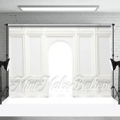 European White Wall Arch Door Backdrop For Photo - Aperturee