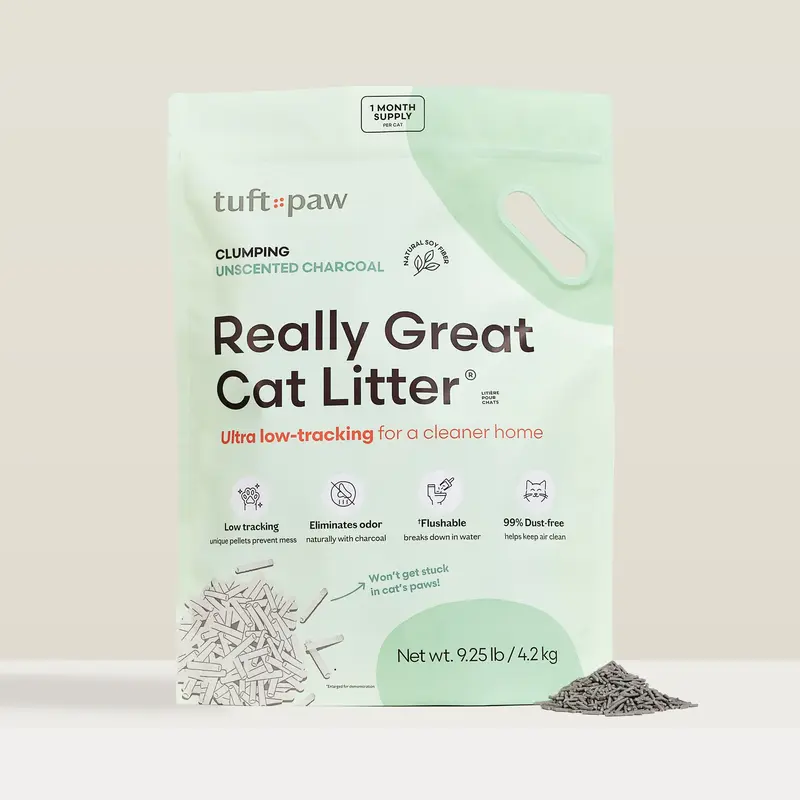 Really Great Cat Litter - Low-tracking Tofu Cat Litter, Flushable, Clumping, Dust Free, Natural Eco Friendly Pellets, Odor Co...