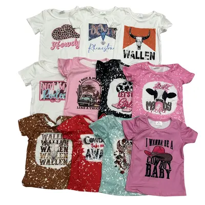 Kids Clothes Girls Top Western Cowgirls Soft Summer Short Sleeve T-shirts,Girls Clothing Cute Casual Graphic Tees
