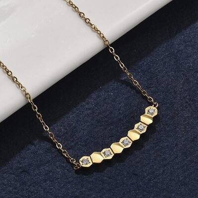 304 Stainless Steel Hexagon Pendant Necklaces