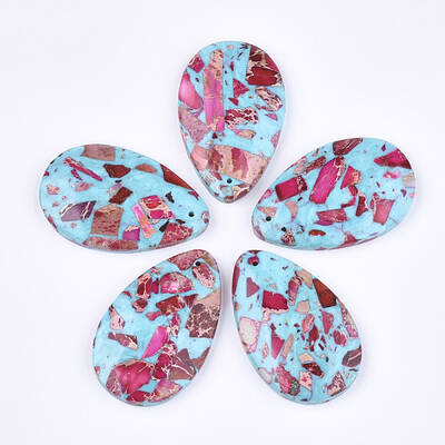 Assembled Synthetic Imperial Jasper and Turquoise Pendants