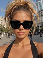 Unisex Vintage Cat Eye Frame Glasses, Trendy Casual Glasses for Everyday Use, Fashion Accessories for Outdoor Activities